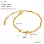 Gold color / 1 Piece Simple Series Classic Heart Stainless Steel  Gold Color Women's Chain Bracelets Picture7